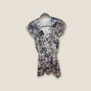 Parker White Thalia Floral Women’s Cold Shoulder Dress Size XS 100% Silk